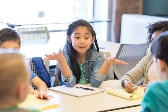 Students collaborating in a classroom