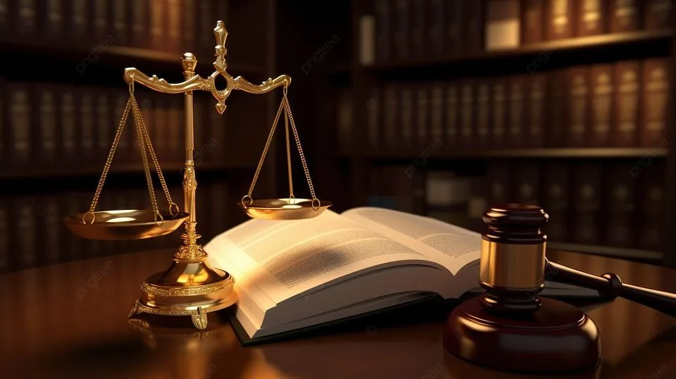 Scales of justice, law book and gavel on a lawyer's desk