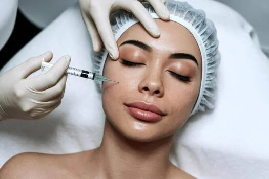 Client receiving an aesthetic skin treatment
